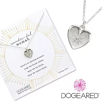 Dogeared Crystal Heart 鑲鑽光芒星星X立體銀色愛心項鍊 美麗的力量
