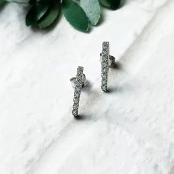 DoriAN 手作純銀 璀璨極簡俐落長方型鑽925純銀耳環 耳針 (附禮盒包裝及銀飾保證卡)銀色