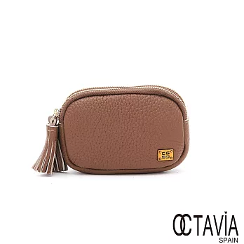 OCTAVIA8真皮 - 鼓動 牛皮雙層萬用流蘇零錢小包 - 愛棕