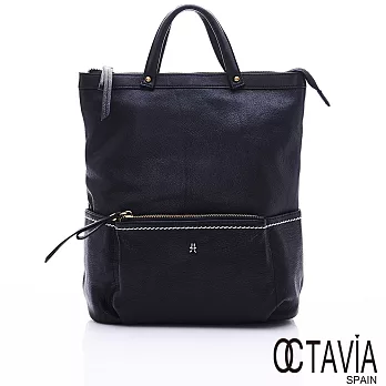 OCTAVIA 8真皮 - 宇宙飛行器 扁式牛皮手提後背二用公事包 -大器黑