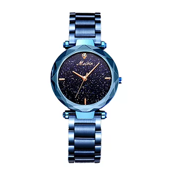 MEIBIN M1211M 時尚華麗閃爍星空淑女腕錶 - 鐵帶 藍色
