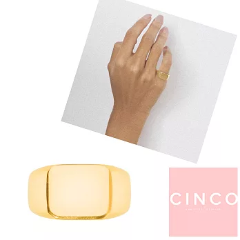 CINCO 葡萄牙精品 Giulia ring 925純銀鑲24K金尾戒 方形素面尾戒