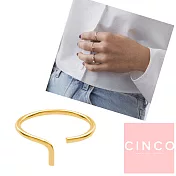 CINCO 葡萄牙精品 Linea ring 925純銀鑲24K金戒指 極簡線戒 可調式