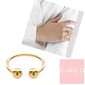 CINCO 葡萄牙精品 Hit ring 925純銀鑲24K金戒指 雙圓球C型戒指 可調式