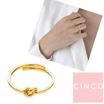 CINCO 葡萄牙精品 Noeud ring 925純銀鑲24K金戒指 如意結戒指 可調式