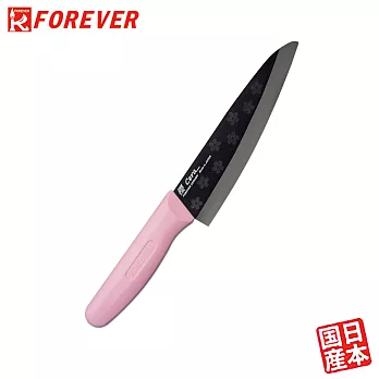 【FOREVER】日本製造鋒愛華櫻花限定款陶瓷刀16CM(黑刃黑柄)