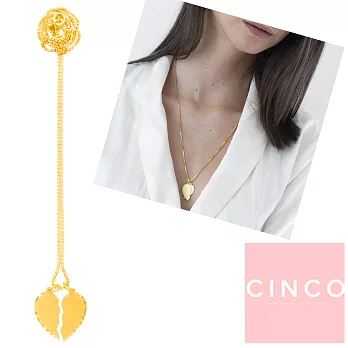 CINCO 葡萄牙精品 Giorgia necklace 925純銀鑲24K金愛心項鍊 雙墜款
