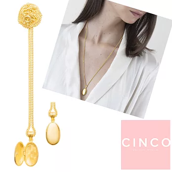 CINCO 葡萄牙精品 Florence necklace 925純銀鑲24K金 橢圓相本項鍊