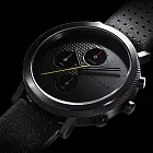 HYGGE｜日本都會時尚，機能真皮腕錶 不銹鋼黑、黑色皮錶帶