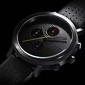 HYGGE｜日本都會時尚，機能真皮腕錶不銹鋼黑、黑色皮錶帶