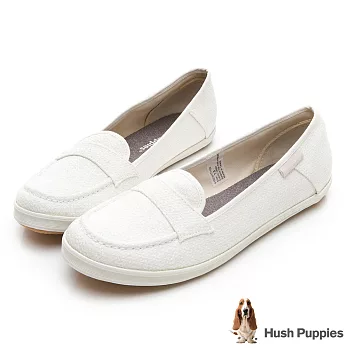 Hush Puppies COCO針織咖啡紗摩卡娃娃鞋US8.5白色
