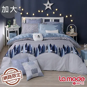 La Mode寢飾 雪落初音100%精梳棉兩用被床包組(加大)