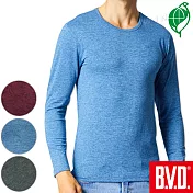 BVD 再生彩紋輕暖絨圓領長袖衫(三色可選)M麻黑紋