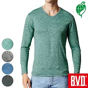 BVD 再生彩紋輕暖絨V領長袖衫(四色可選)M麻黑紋