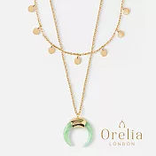 【Orelia】London 英國倫敦 MINI COIN & HORN - LIGHT AGATE 迷你硬幣 質感透心綠牛角層次鍍金項鍊