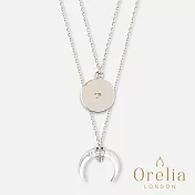【Orelia】London 英國倫敦 CRESCENT LAYERED - SILVER 時尚月牙大理石雙層項鍊 (白銀飾)
