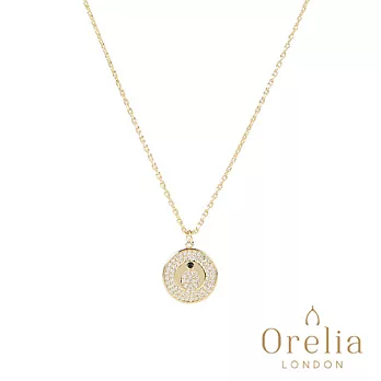 【Orelia】London 英國倫敦 Pave Crescent 閃鑽牛角圓盤鍍金項鍊