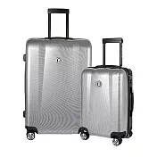【BENTLEY】28吋+20吋 PC+ABS 蜂巢纹拉鍊款輕量行李箱 二件組-銀