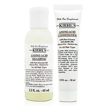 Kiehls 契爾氏 氨基酸洗髮精 65ml+氨基酸潤髮乳30ml(百貨專櫃貨)