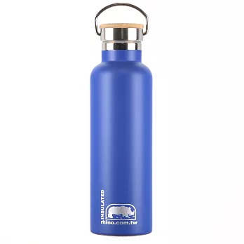 犀牛RHINO Vacuum Bottle雙層不鏽鋼保溫水壺(竹片蓋)750ml-四色可選莓藍