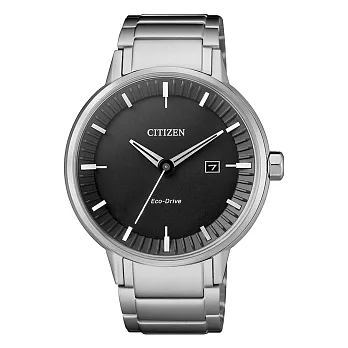 CITIZEN Eco-Drive極簡時尚光動能腕錶-銀X黑-BM7370-89E