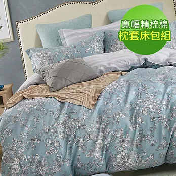 【eyah】100%台灣製寬幅精梳純棉雙人床包枕套三件組-花海頌