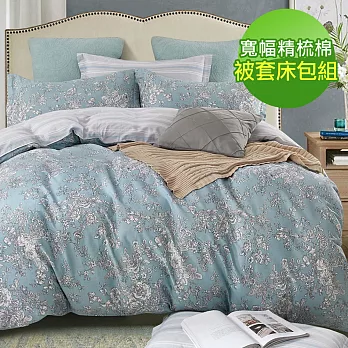 【eyah】100%台灣製寬幅精梳純棉雙人床包被套四件組-花海頌