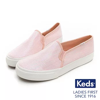 Keds DOUBLE DECKER 亮片布面休閒便鞋US8粉