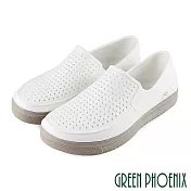 【GREEN PHOENIX】男 洞洞鞋 雨鞋 休閒鞋 防水 平底 台灣製 EU41 白色