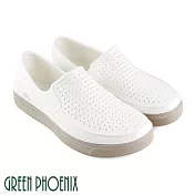 【GREEN PHOENIX】男 洞洞鞋 雨鞋 休閒鞋 防水 平底 台灣製 EU43 白色