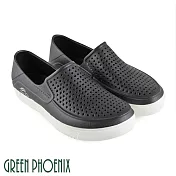 【GREEN PHOENIX】男 洞洞鞋 雨鞋 休閒鞋 防水 平底 台灣製 EU40 黑色
