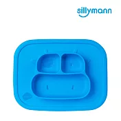 【韓國sillymann】100%鉑金矽膠乳牛防滑餐盤藍色