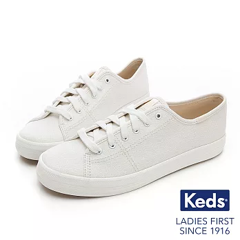 Keds KICKSTART 珠光布面綁帶休閒鞋US6白