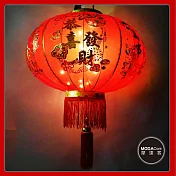 農曆春節元宵◉100cm萬事如意金線大紅燈籠(單入)+LED50燈插電式燈串暖白光(附IC控制器)