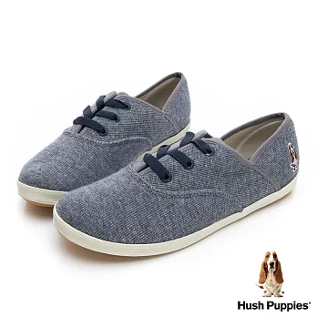 Hush Puppies 粉彩羅紋咖啡紗帆布鞋US5.5藍色
