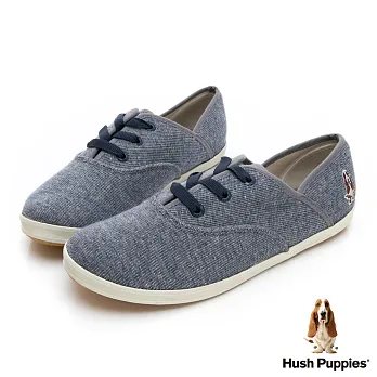 Hush Puppies 粉彩羅紋咖啡紗帆布鞋US6.5藍色