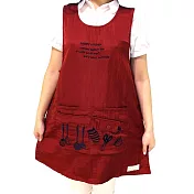 絲光綿樂廚4口袋圍裙-紅(側扣)