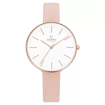 OBAKU 日系典雅皮革女腕錶-粉紅-V211LXVIRX