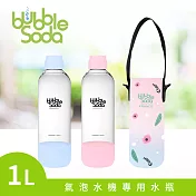 法國BubbleSoda 全自動氣泡水機專用1L水瓶-粉藍(附專用外出保冷袋)