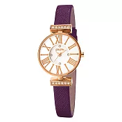 Folli Follie 晶緻閃耀浪漫皮革腕錶-紫