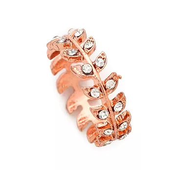 SHASHI 紐約品牌 Amelia 鑲鑽葉子圓形戒指 小寬版925純銀鑲18K玫瑰金66號