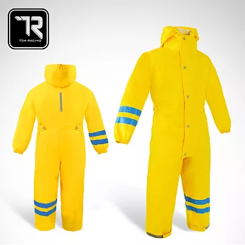 【TDN】台灣無毒材質兒童連身雨衣 超輕量連身褲前開雨衣ED4036亮黃加長型