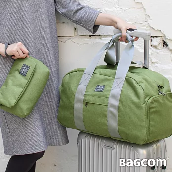 BAGCOM 麻感收納多用袋-麻綠-搭配專用減壓背帶+收納包斜肩帶