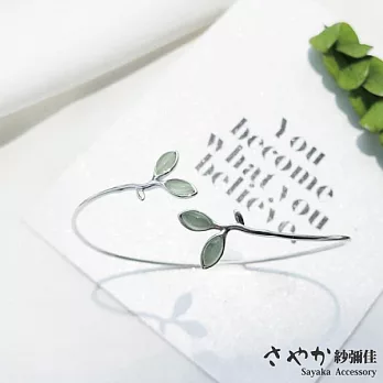 【Sayaka紗彌佳】純銀 清新微甜橄欖枝葉造型貓眼石手環