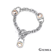 GIUMKA 情侶手鍊 白鋼 心星相映 鎖頭T字扣手鍊 單個價格 MH05001愛心款