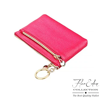 DF Flor Eden皮夾 - 歐美時尚款真皮鑰匙多功能小巧錢包-共4色玫紅