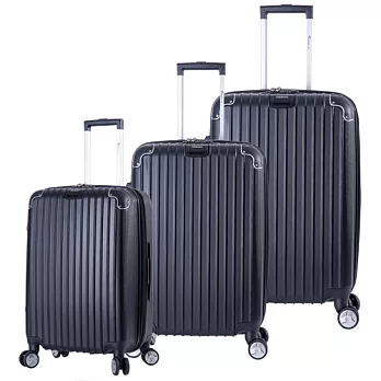 DF travel - 升級版多彩記憶玩色硬殼可加大閃耀鑽石紋行李箱三件組-共8色黑色