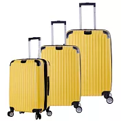 DF travel - 升級版多彩記憶玩色硬殼可加大閃耀鑽石紋行李箱三件組-共8色黃色