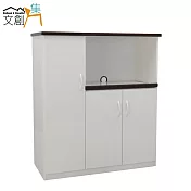 【文創集】羅米斯 環保3.2尺塑鋼三門單格餐櫃/收納櫃(二色可選)白色