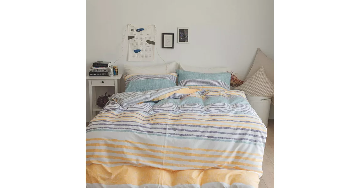 翔仔居家 台灣製 100% 精梳純棉 兩用鋪棉被套床包4件組-加大-Colorful